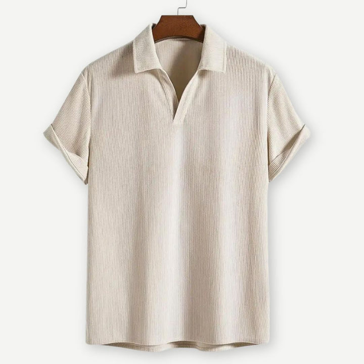Ribbed Johnny Collar Polo-Melbourne Meadow