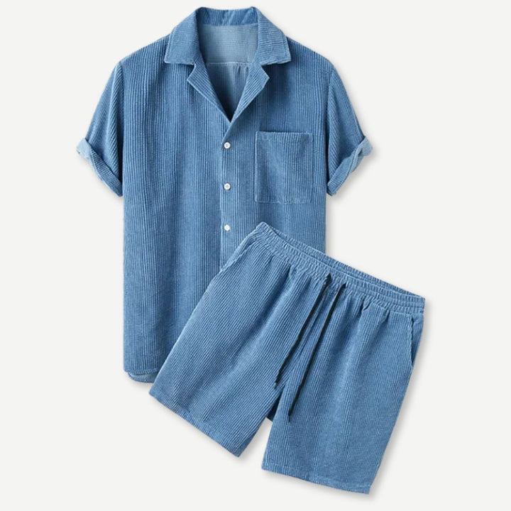 Corduroy Shirt & Shorts Set-Melbourne Meadow