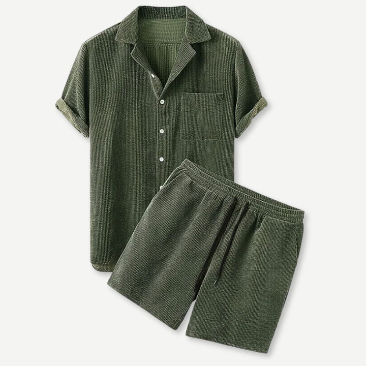 Corduroy Shirt & Shorts Set-Melbourne Meadow