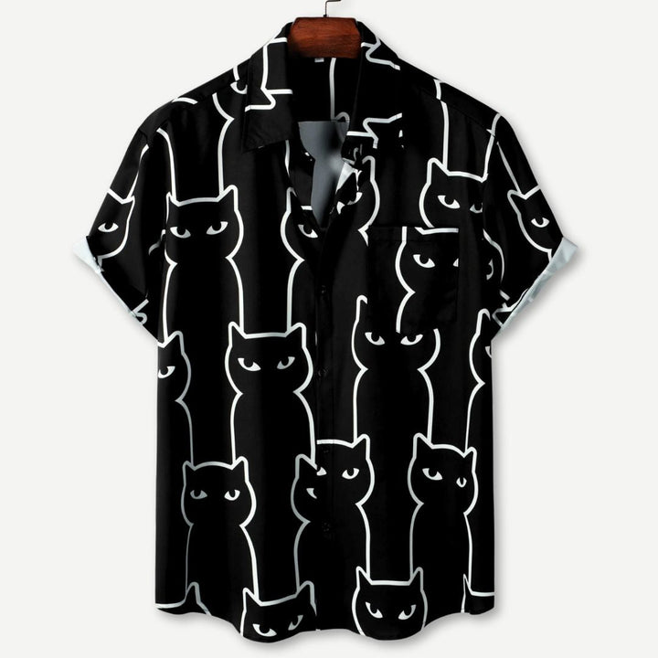 Relaxed Black Cats Shirt-Melbourne Meadow