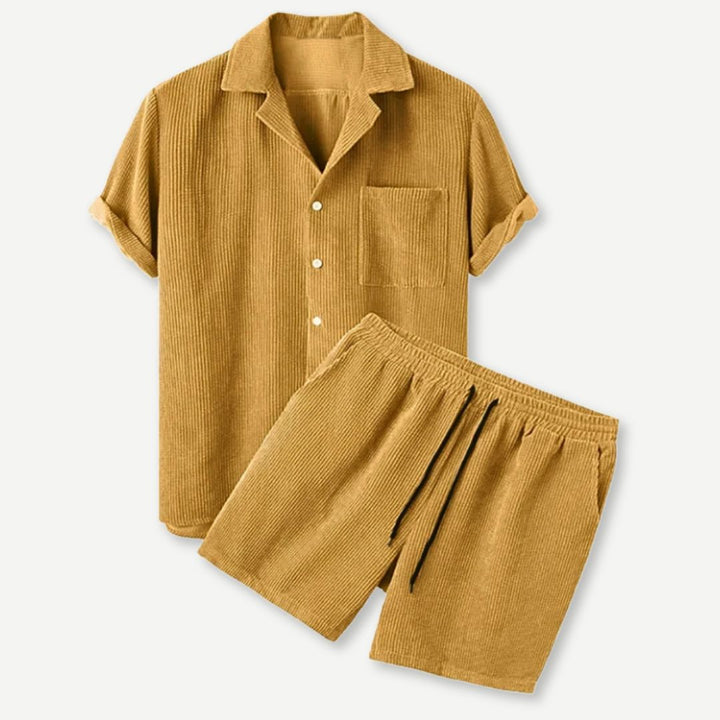 Corduroy Shirt & Shorts Set-Melbourne Meadow