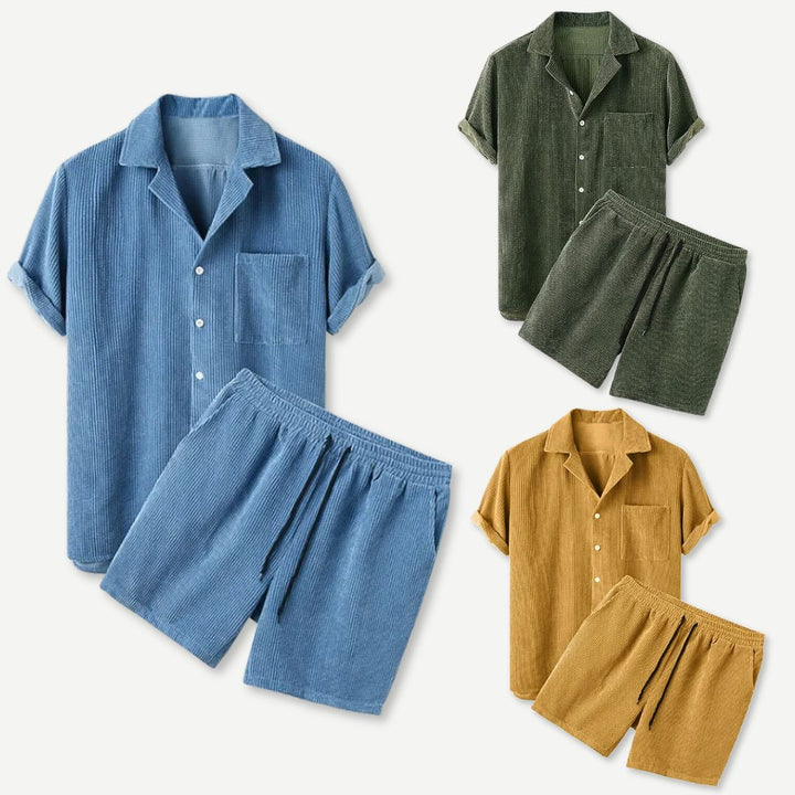 Corduroy Shirt & Shorts Set-Melbourne Meadow