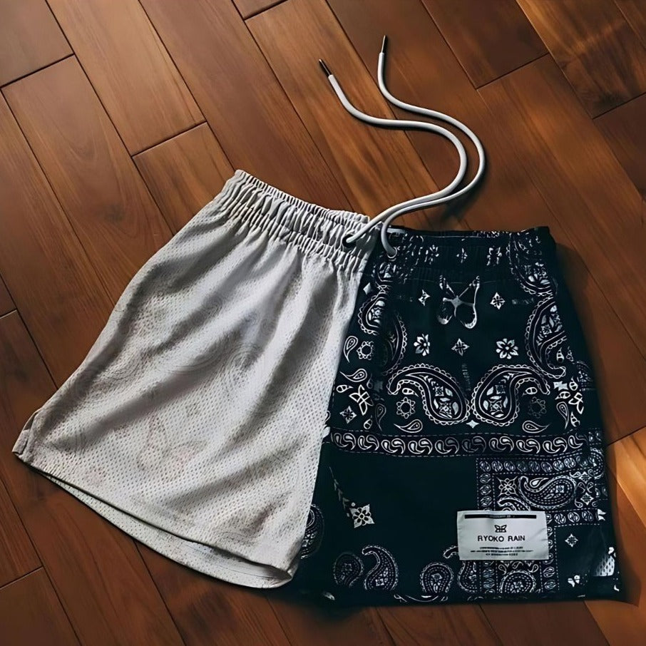 Two-Toned Paisley Shorts-Melbourne Meadow
