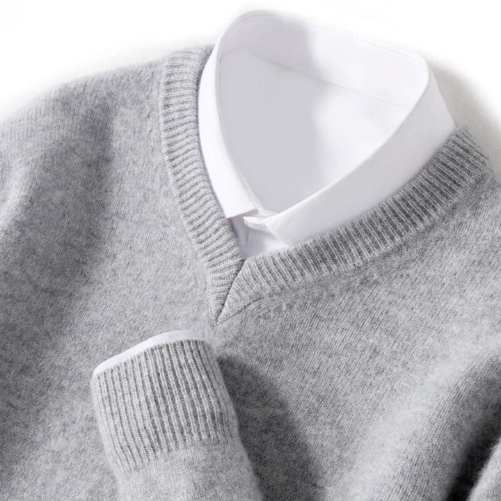 Olympia Merino V-Neck Sweater - Melbourne Meadow