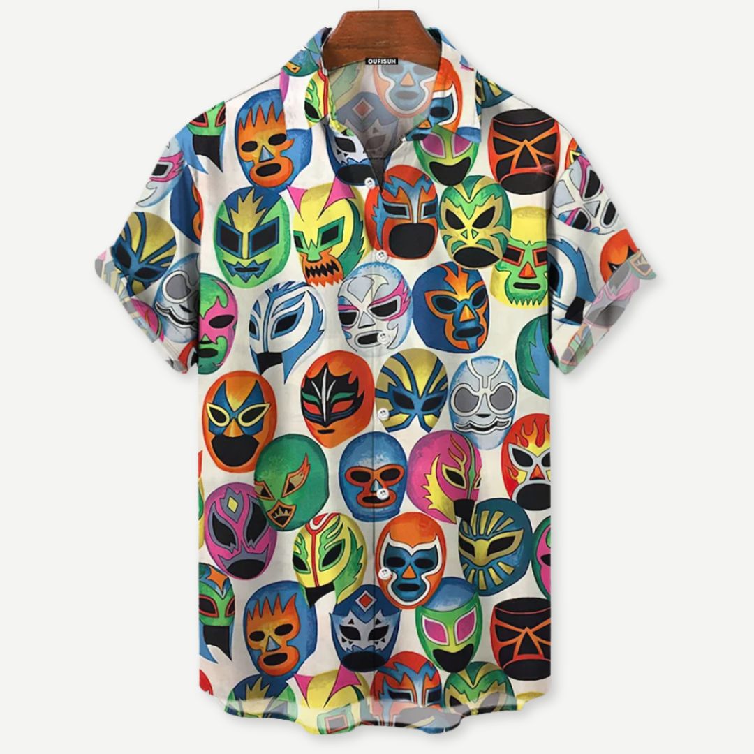 Relaxed "Festival of Masks" Shirt - Melbourne Meadow