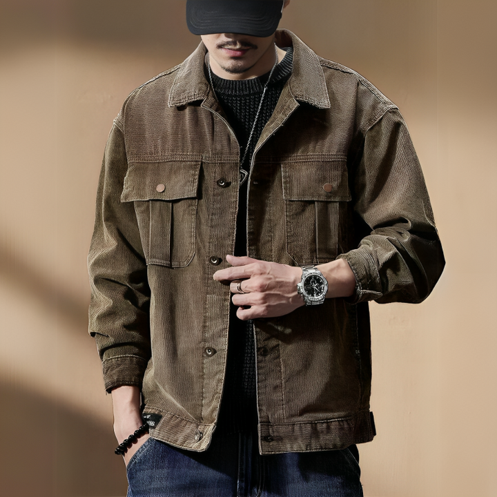 Men's Khaki Corduroy Jacket - Melbourne Meadow