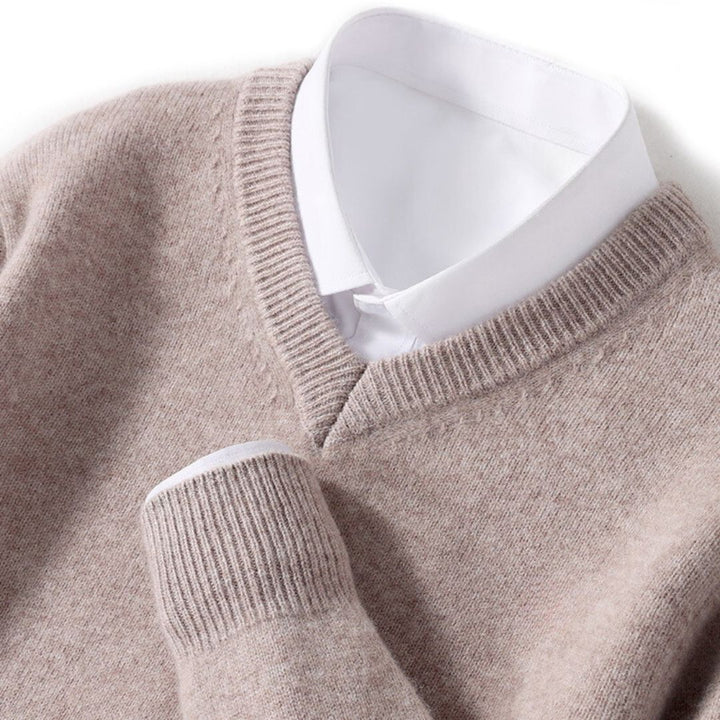 Olympia Merino V-Neck Sweater - Melbourne Meadow