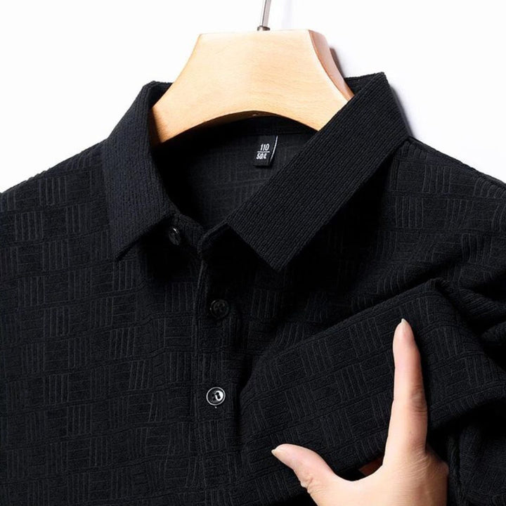 Textured Grid Polo-Melbourne Meadow