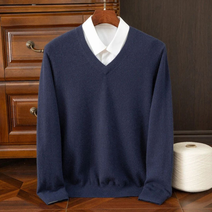 Olympia Merino V-Neck Sweater - Melbourne Meadow