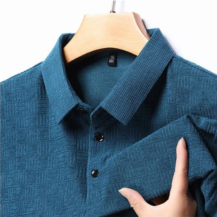 Textured Grid Polo-Melbourne Meadow