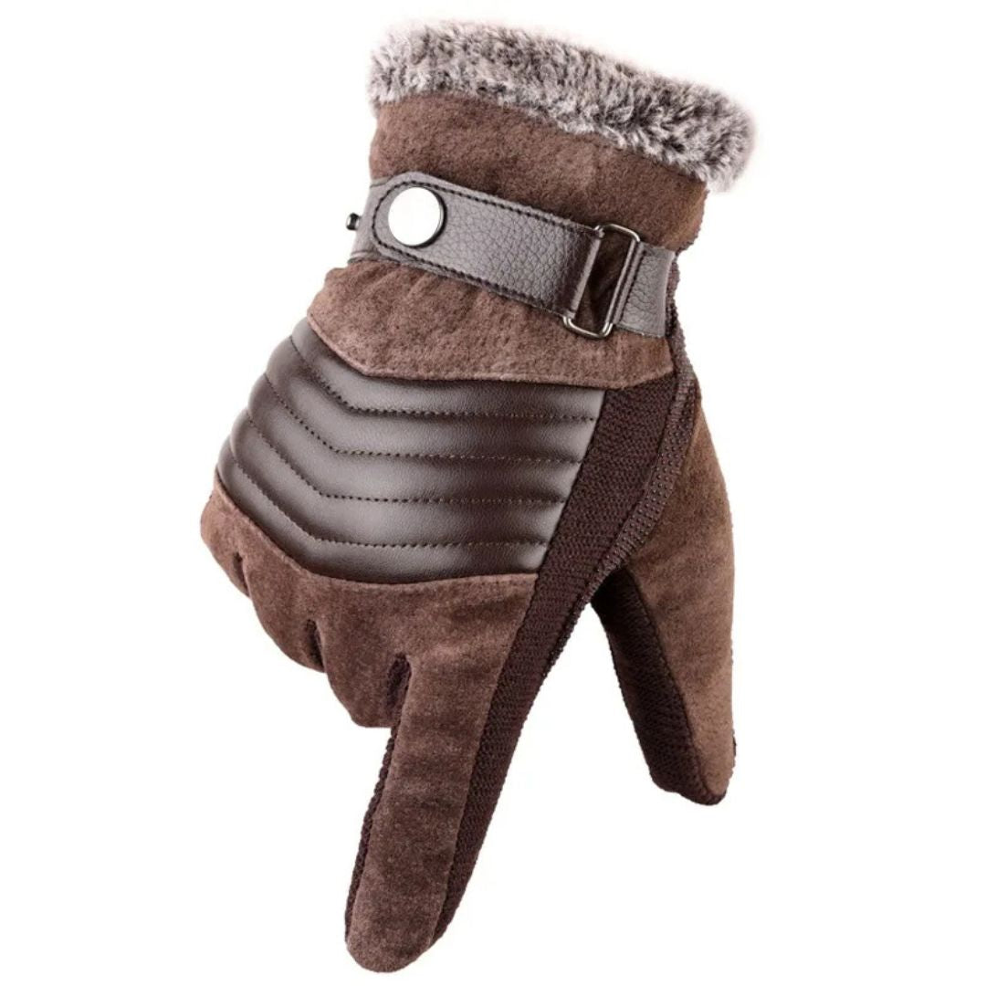 Men's Touch Screen Warm Winter Gloves - Genuine Leather Strap - Melbourne Meadow