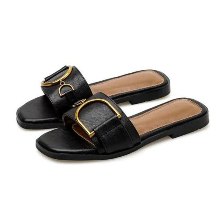 Square-Toe Chic Leather Sandals - Melbourne Meadow