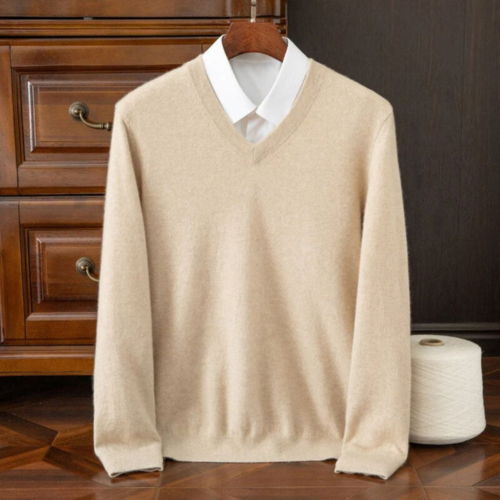 Olympia Merino V-Neck Sweater - Melbourne Meadow