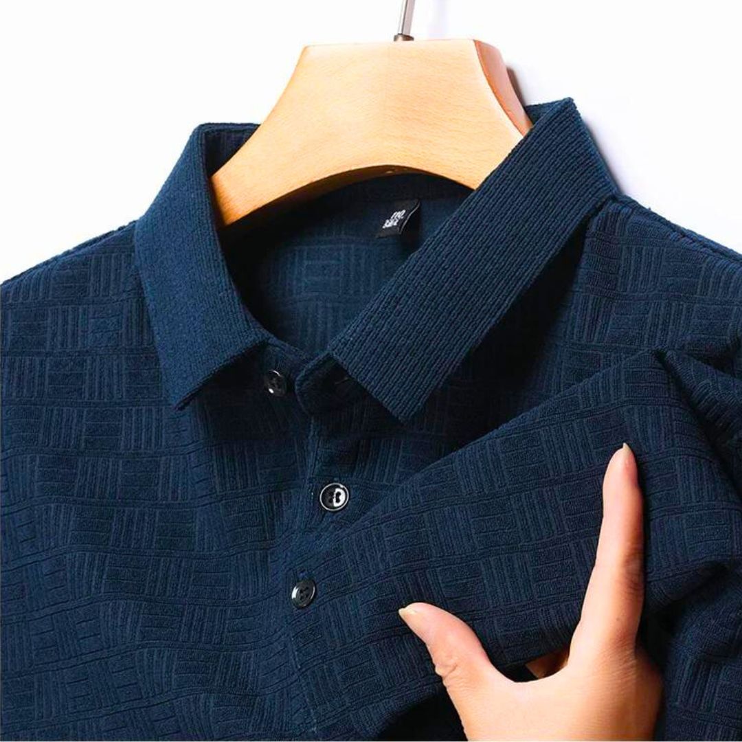 Textured Grid Polo-Melbourne Meadow