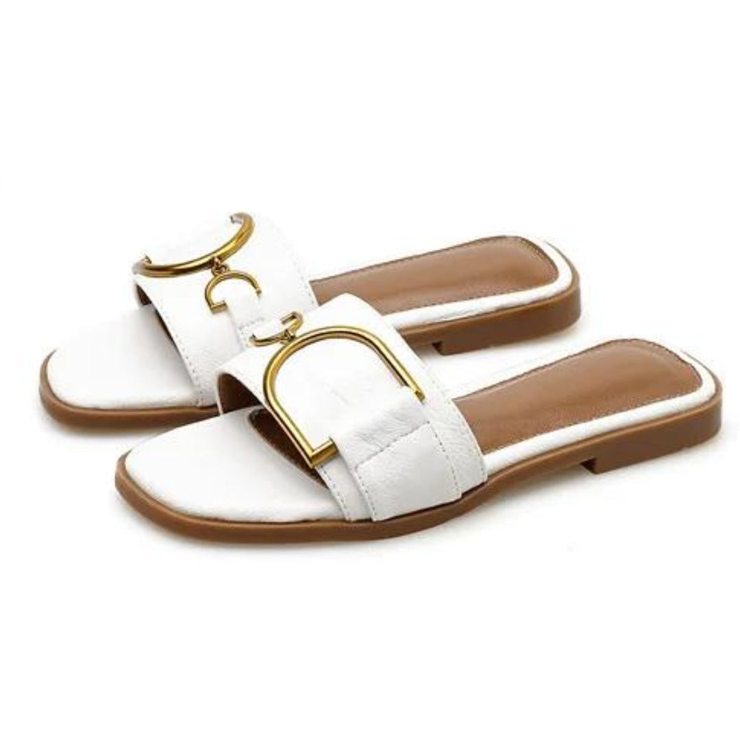 Square-Toe Chic Leather Sandals - Melbourne Meadow