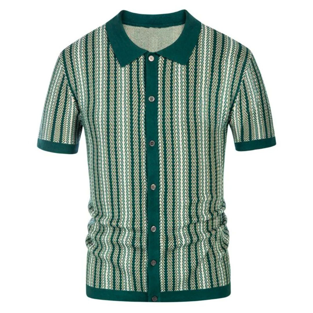 Chevron Button-Through Polo - Melbourne Meadow