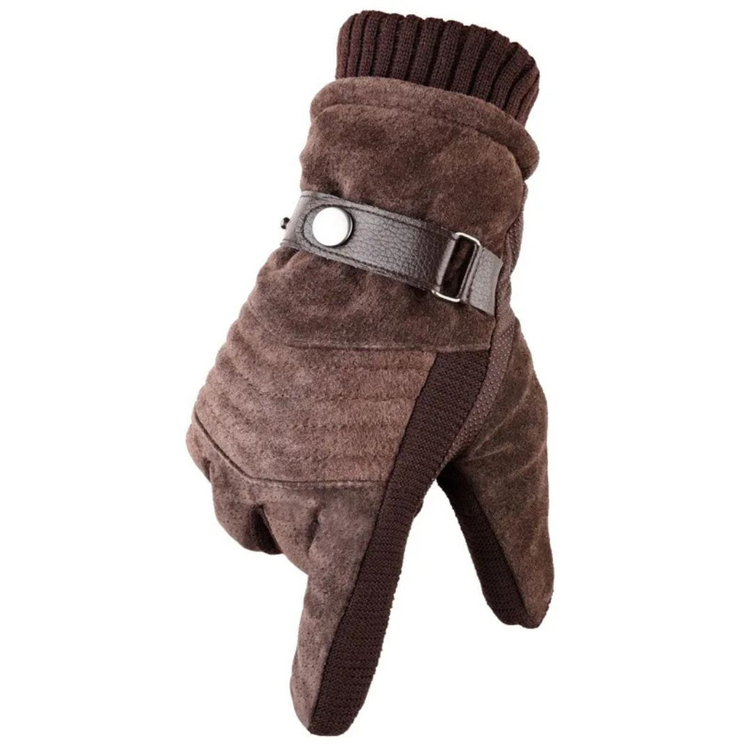 Men's Touch Screen Warm Winter Gloves - Genuine Leather Strap - Melbourne Meadow