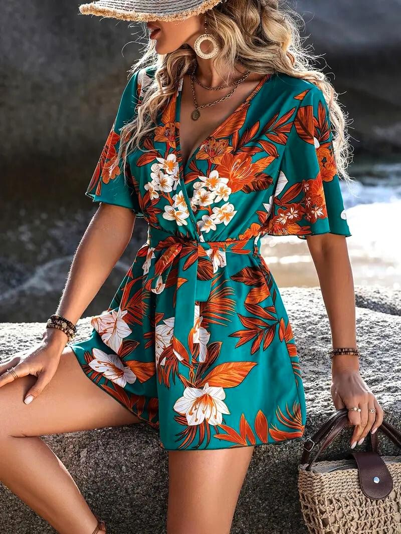 Tropical Blossom Romper - Melbourne Meadow