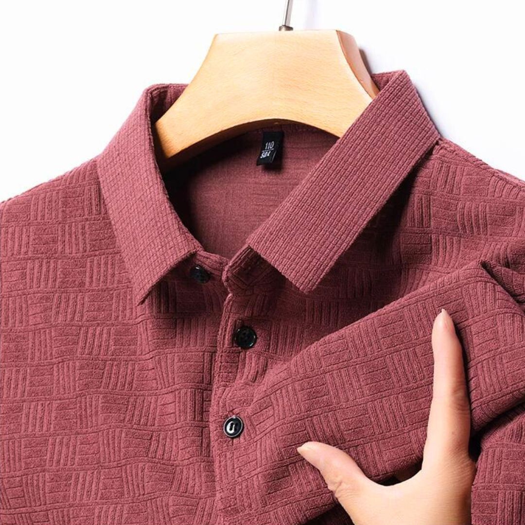 Textured Grid Polo-Melbourne Meadow