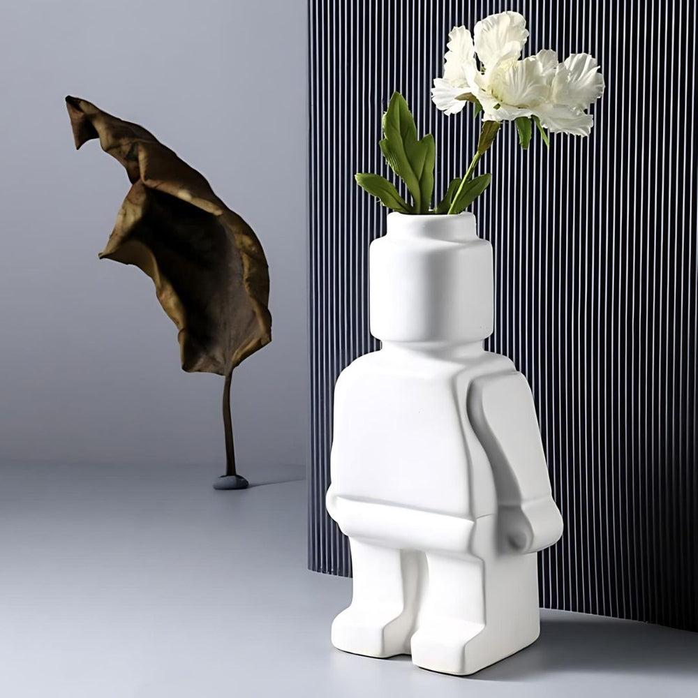 Ceramic Lego Man Flower Vase - Melbourne Meadow