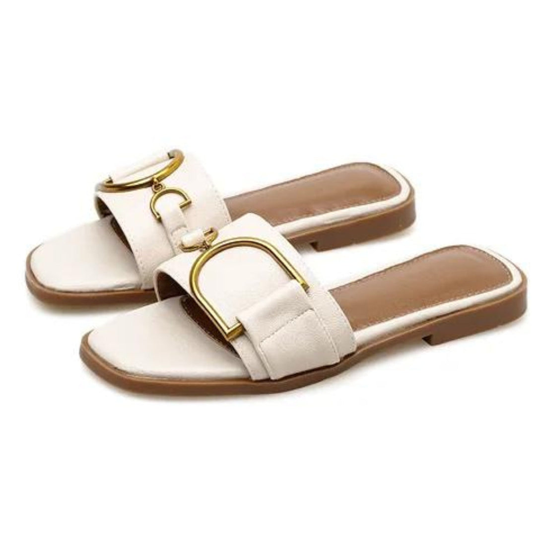 Square-Toe Chic Leather Sandals - Melbourne Meadow