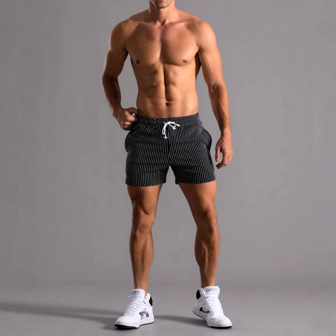 Pinstriped Athleisure Shorts - Melbourne Meadow