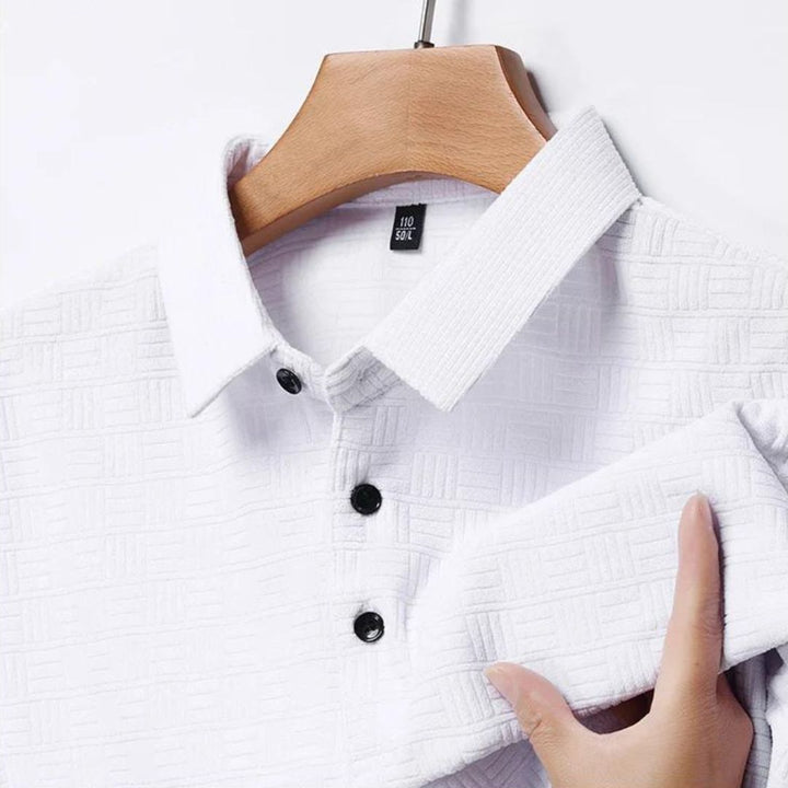 Textured Grid Polo-Melbourne Meadow