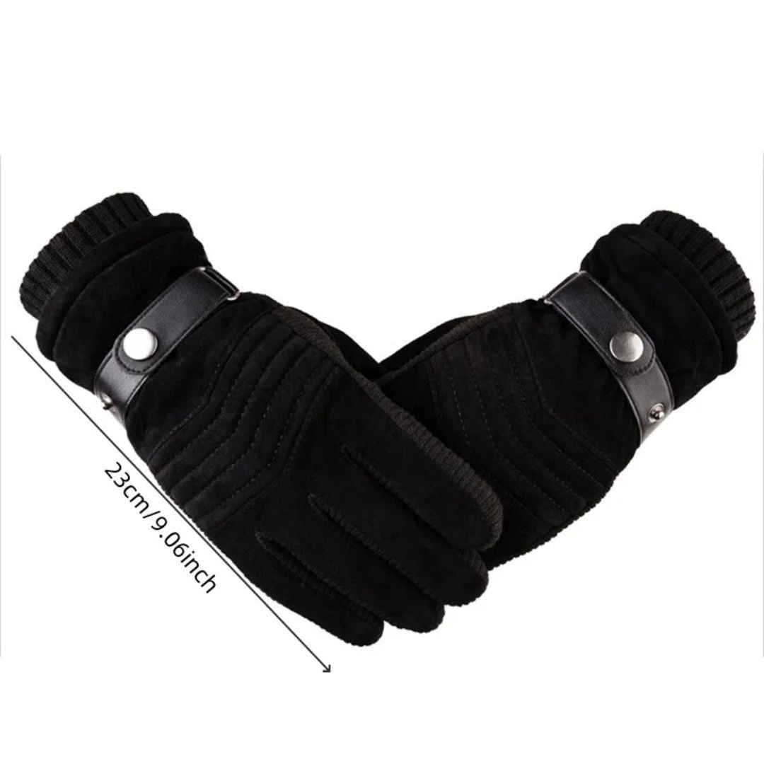 Men's Touch Screen Warm Winter Gloves - Genuine Leather Strap - Melbourne Meadow