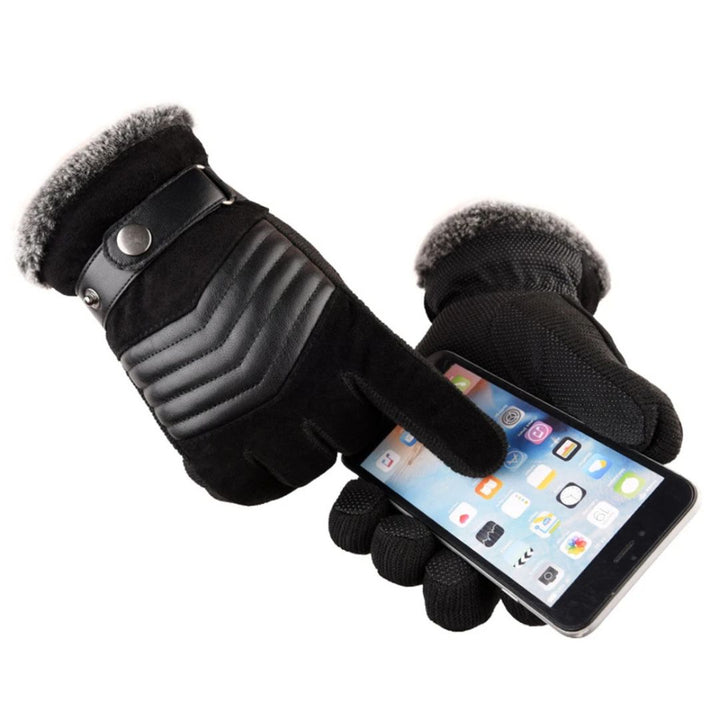 Men's Touch Screen Warm Winter Gloves - Genuine Leather Strap - Melbourne Meadow