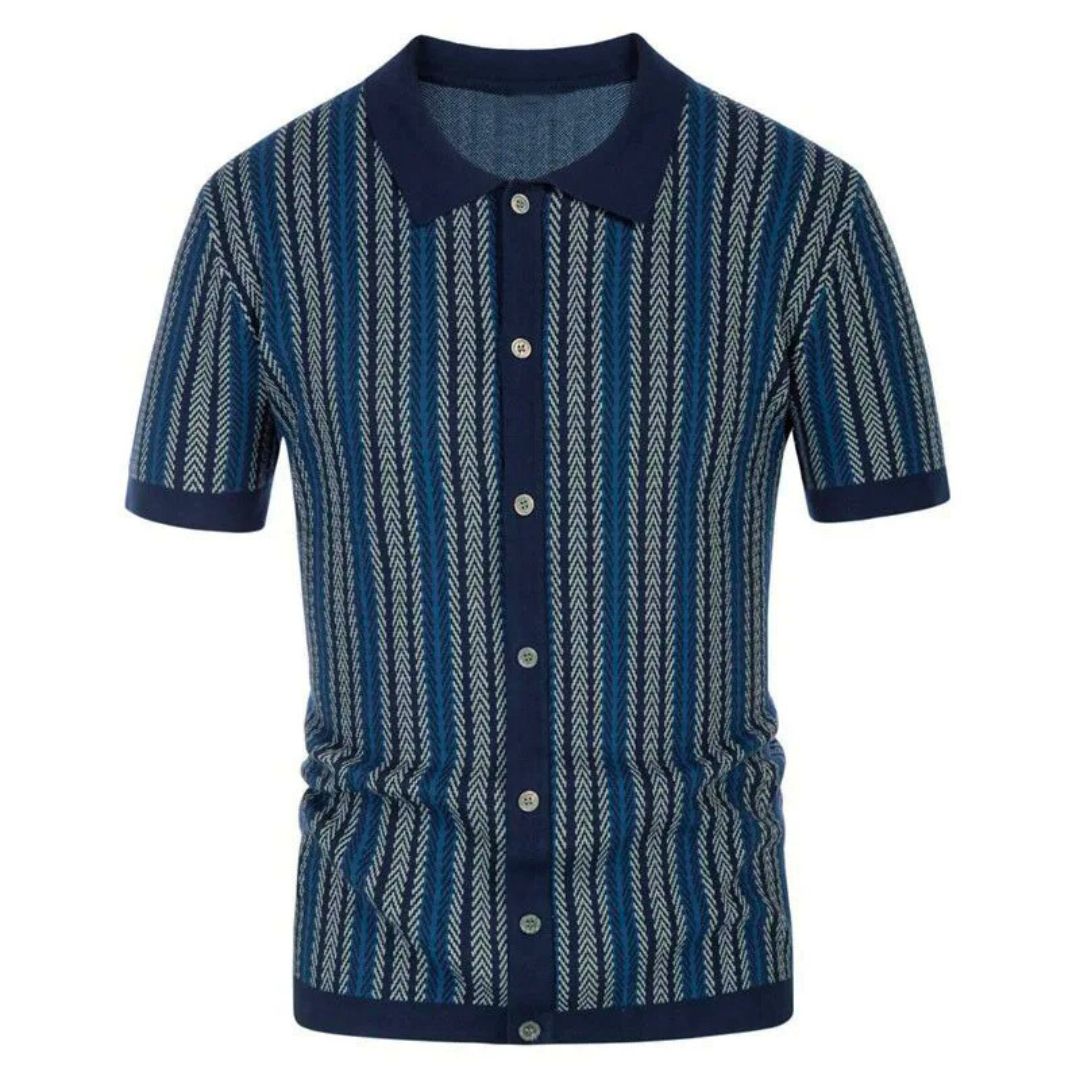 Chevron Button-Through Polo - Melbourne Meadow