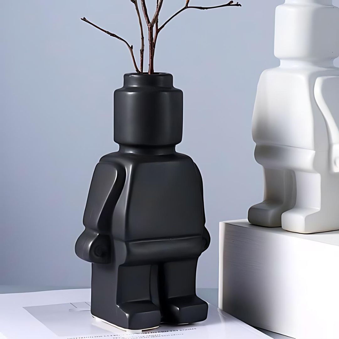 Ceramic Lego Man Flower Vase - Melbourne Meadow