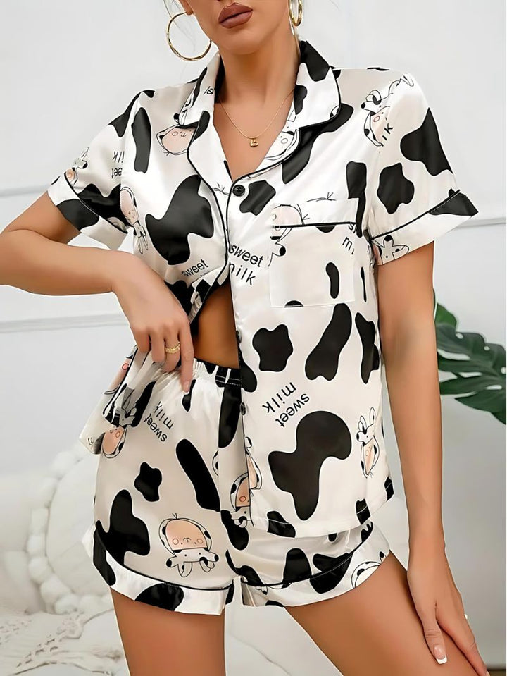 Moo-chic Satin Pajama Set - Melbourne Meadow