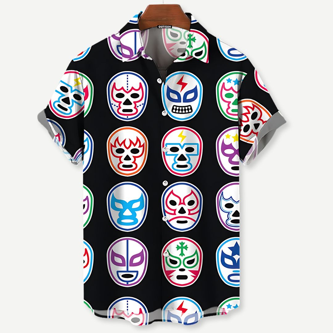 Relaxed Black Luchador Masks Shirt - Melbourne Meadow