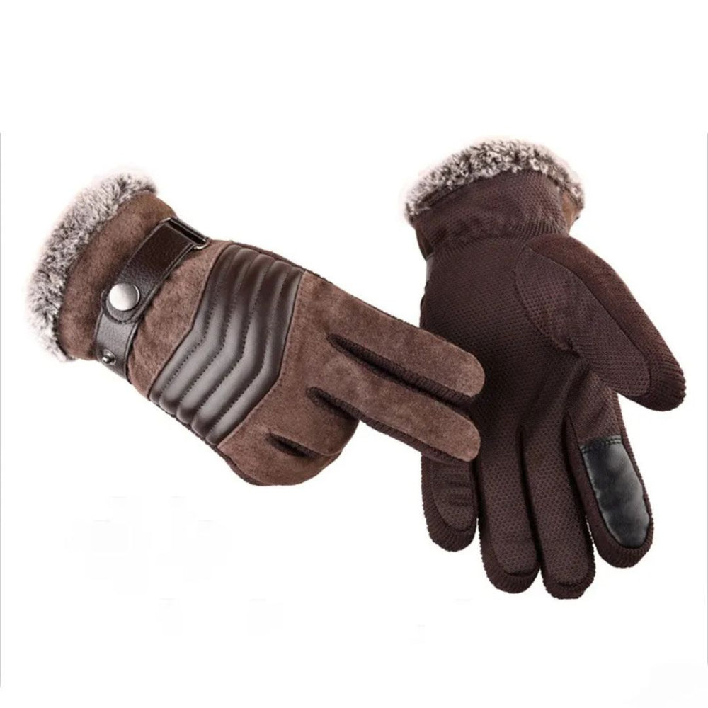 Men's Touch Screen Warm Winter Gloves - Genuine Leather Strap - Melbourne Meadow