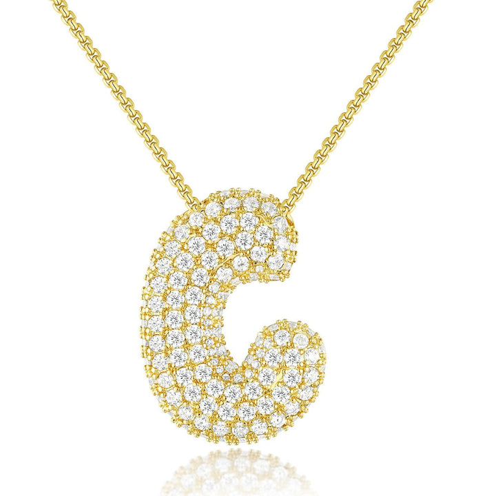 14K Gold Bubble Letter Necklace - Melbourne Meadow