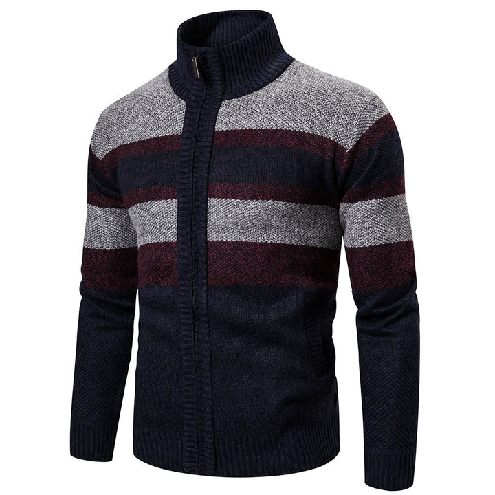 Mens Striped Slim Fit Knitted Cardigan - Melbourne Meadow