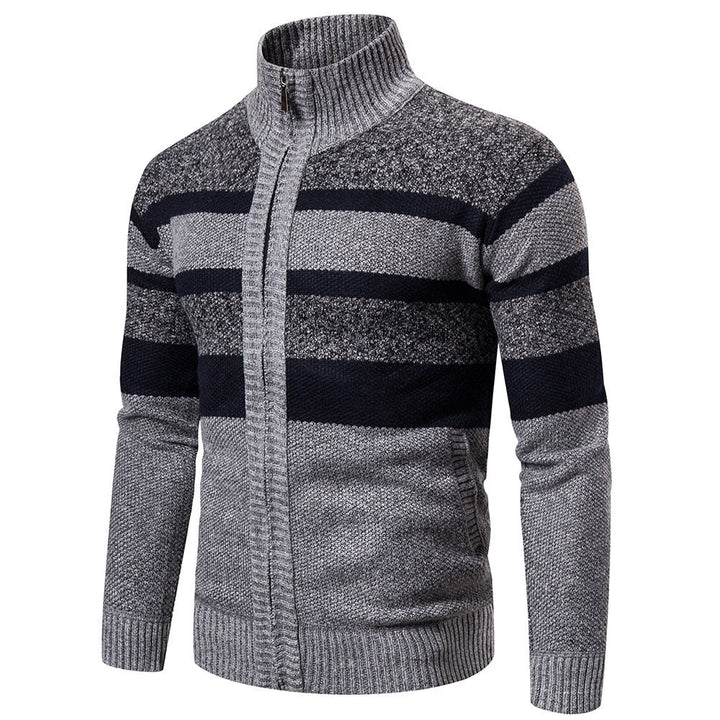 Mens Striped Slim Fit Knitted Cardigan - Melbourne Meadow