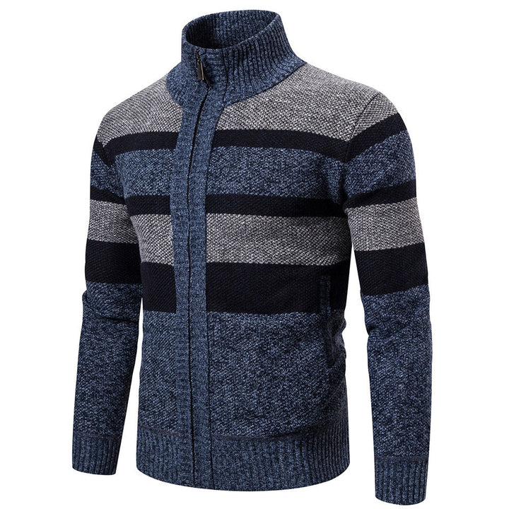 Mens Striped Slim Fit Knitted Cardigan - Melbourne Meadow