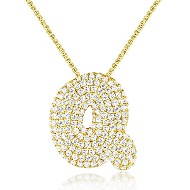 14K Gold Bubble Letter Necklace - Melbourne Meadow