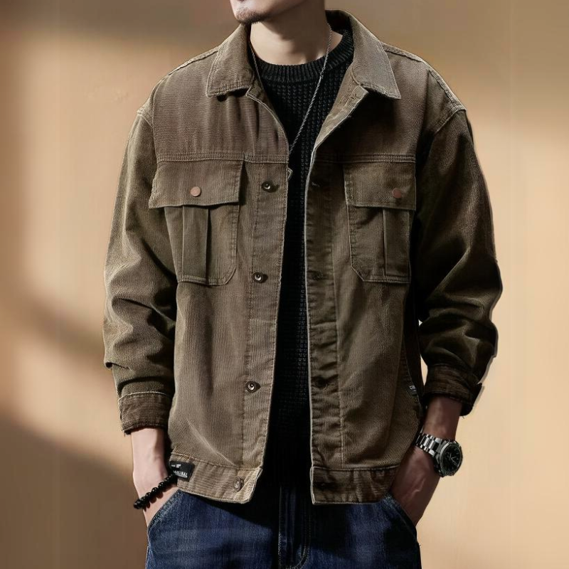 Men's Khaki Corduroy Jacket - Melbourne Meadow