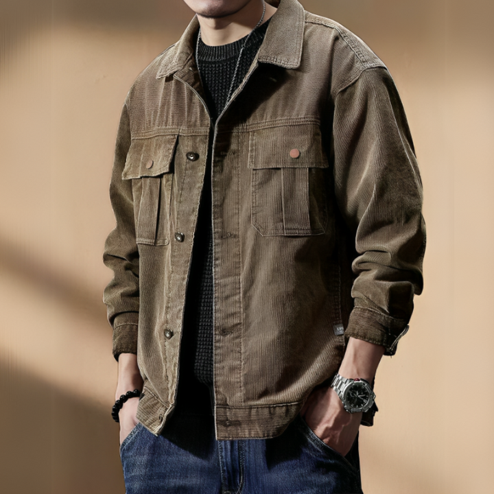 Men's Khaki Corduroy Jacket - Melbourne Meadow