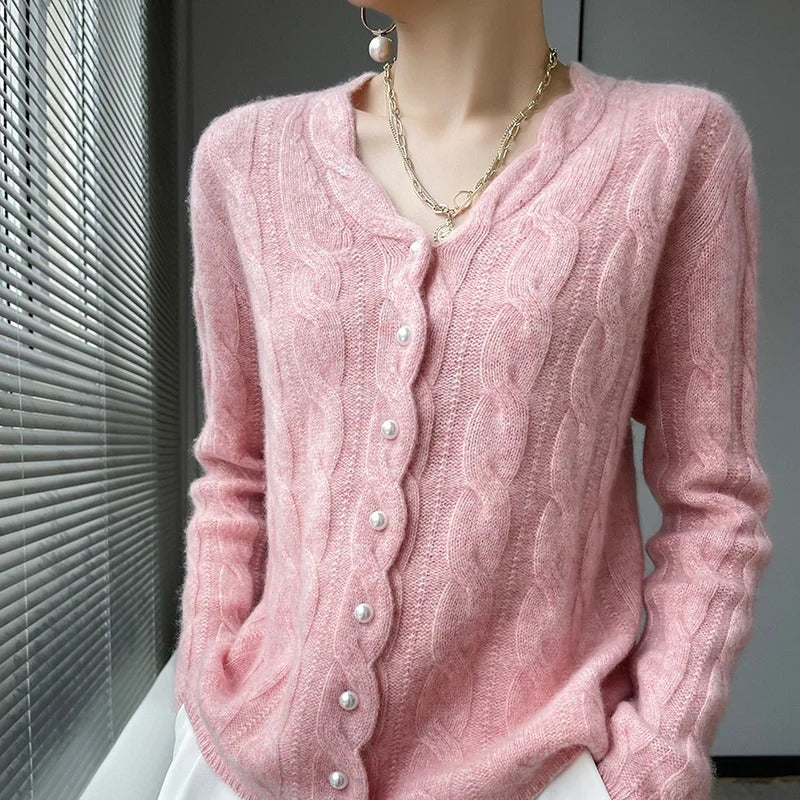 Athena 100% Wool Cardigan - Melbourne Meadow