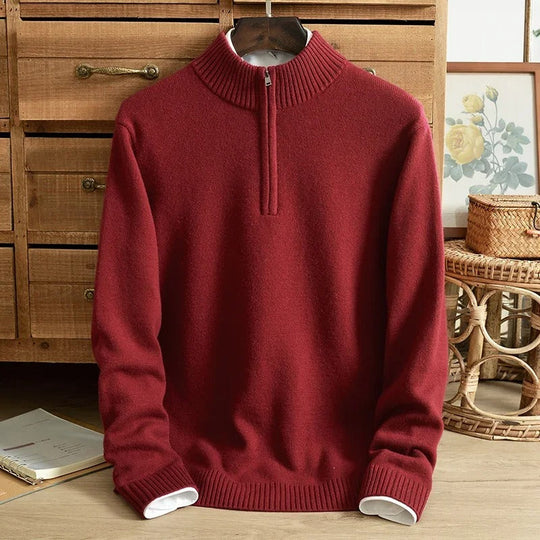 Jonathon MacIntosh 1/4 Zip Alpaca Sweater - New Merlot main image 1