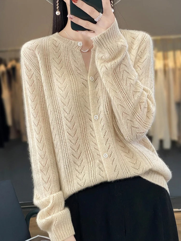 Santorini 100% Wool Cardigan - Melbourne Meadow